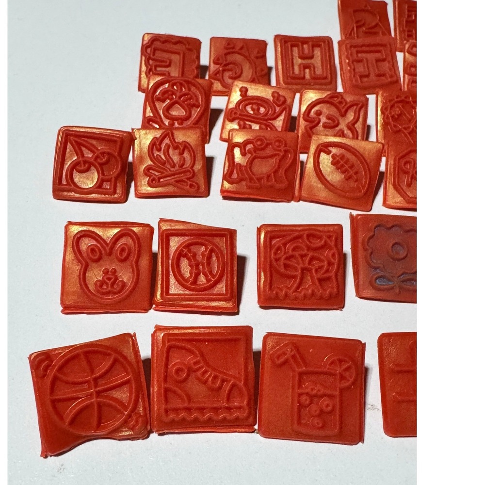 Fiskars Interchangeable Rubber Stamp Set Red Icons Symbols with Blue Base Lot - Picture 7 of 16
